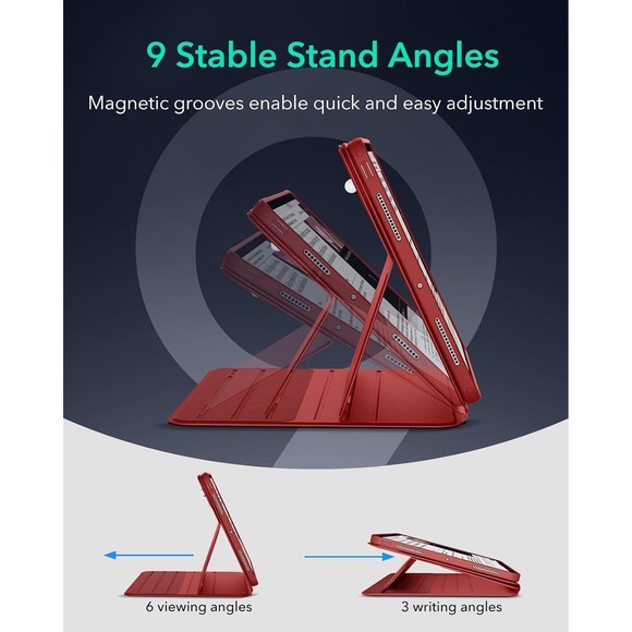 Rotating ESR Case for iPad Pro 11 M5 M4 2025 2024 Red Magnetic Stand - Picture 13 of 14